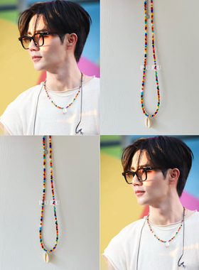 PUPU手工林景云李海海同款贝壳彩色串珠项链夏日简约百搭ins