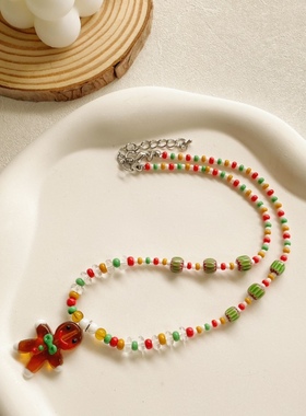 圣诞节项链琉璃原创手工情侣