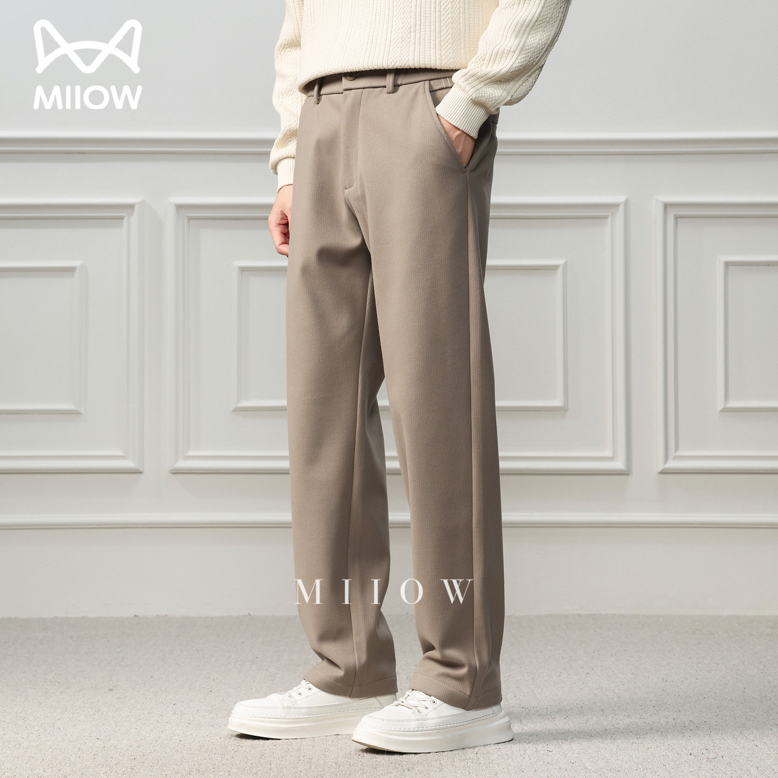 轻奢柔顺肌理感直筒休闲裤男