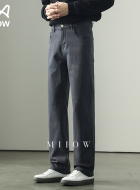 【14.2oz弹力】row风丹宁岩石灰色水洗牛仔裤男轻商务通勤直筒裤