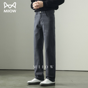 男轻商务通勤直筒裤 row风丹宁岩石灰色水洗牛仔裤 14.2oz弹力