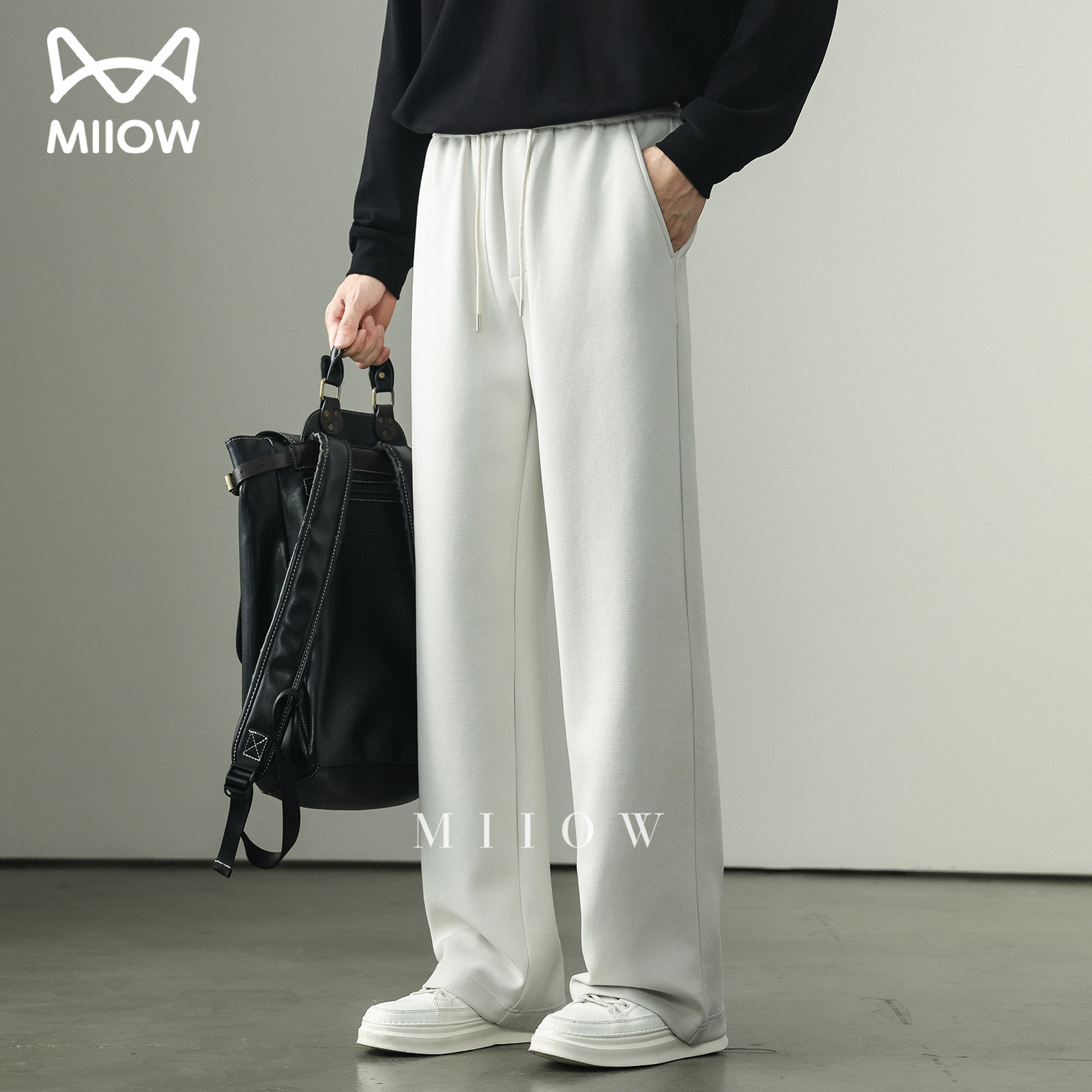 猫人高级感休闲裤松弛感针织卫裤