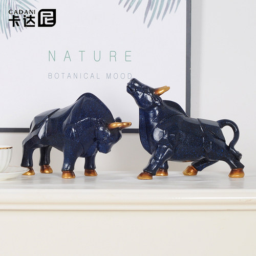 欧式简约轻奢招财牛客厅酒柜书柜
