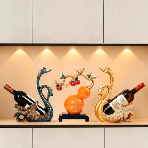 新中式天鹅酒架摆件装饰品