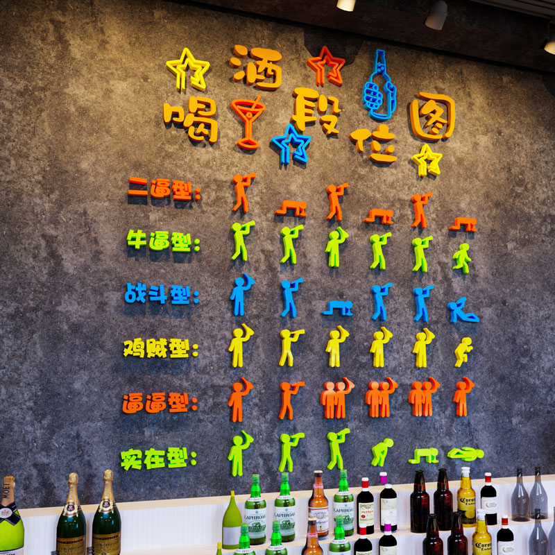 網紅清酒吧創意背景墻面裝飾墻貼