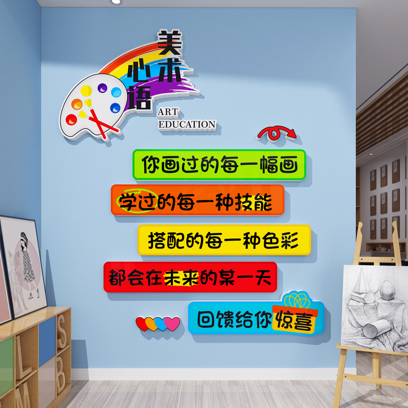 美术教室布置艺术培训机构文化背景墙装饰挂画素描绘画室环创墙贴图片
