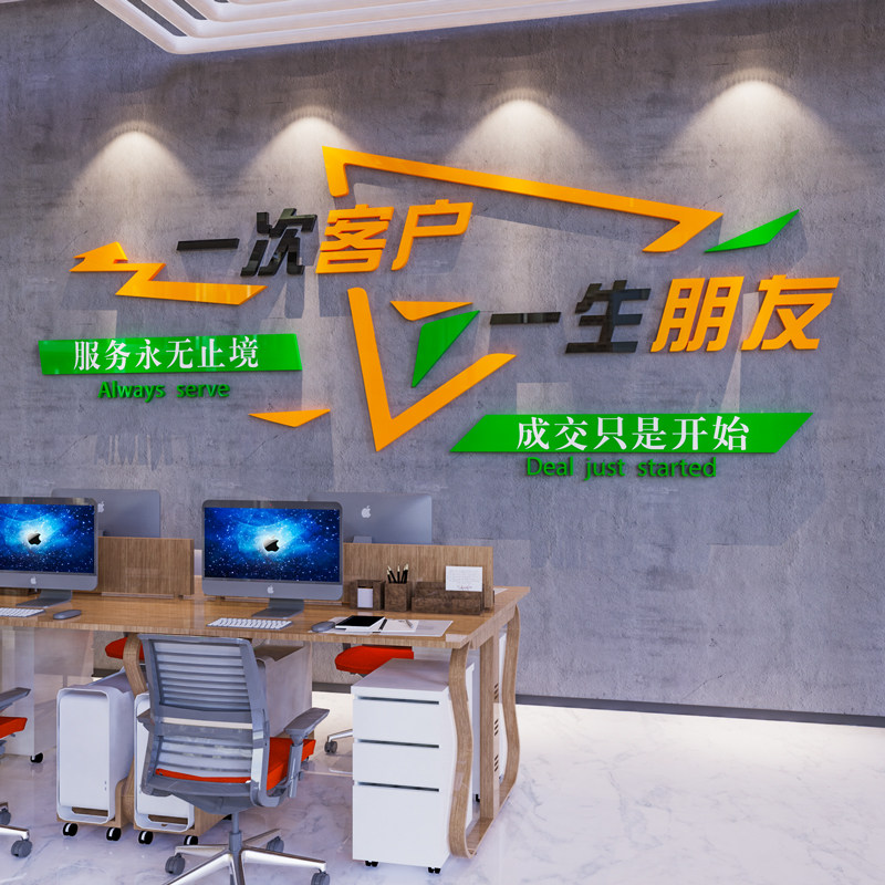 房产中介门店布置汽修二手车行背景墙面装饰销售服务激励志墙贴画