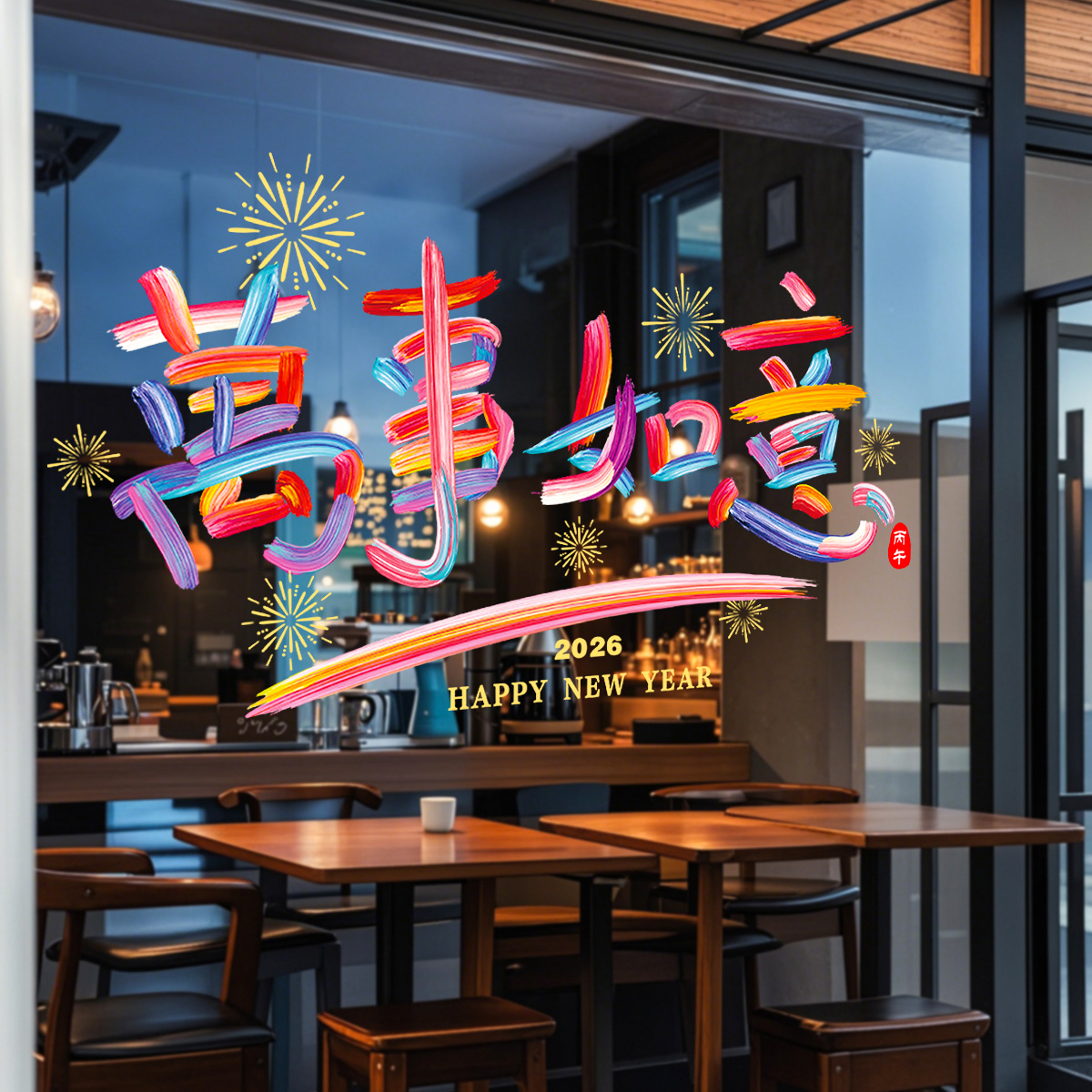 【2026元旦装饰品】春节橱窗布置