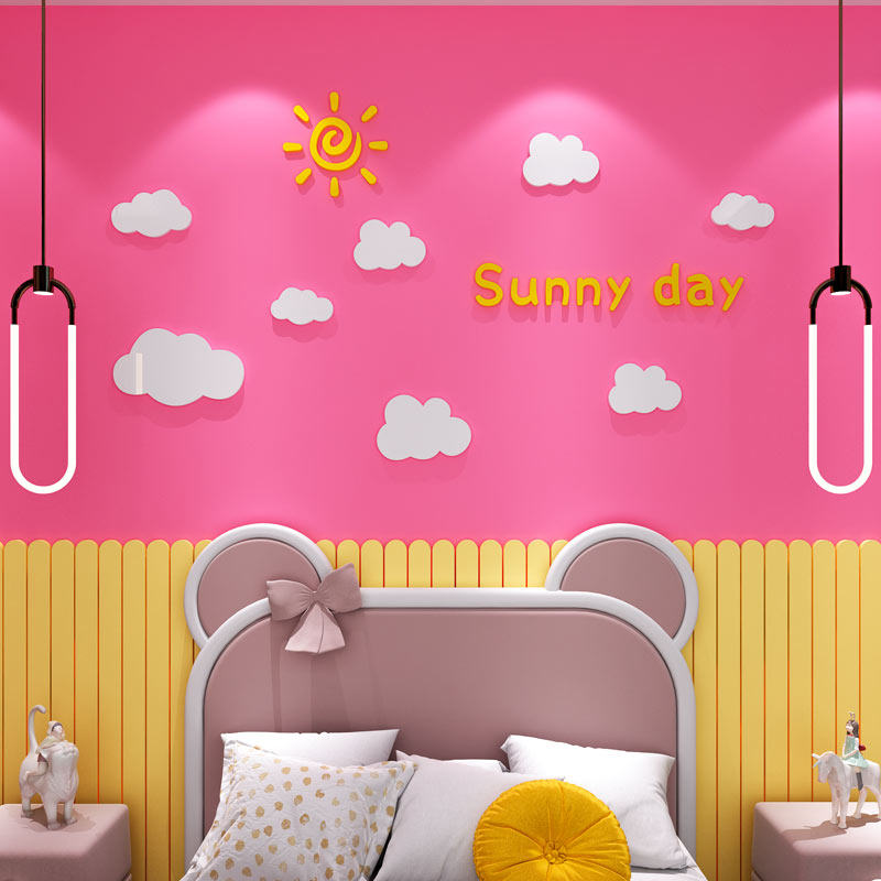 卡通云朵3d立体墙贴纸儿童房间布置墙面装饰女孩公主卧室床头背景
