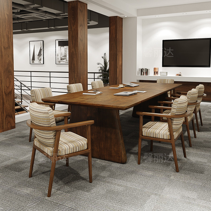 实木会议桌长桌简约现代长条大板桌子简易职员洽谈桌椅组合办公桌