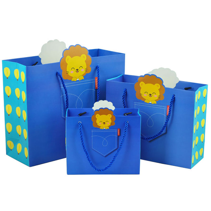 High-grade paper gift bags cute cartoon animals portable Favor full moon birthday gift bags customized bags