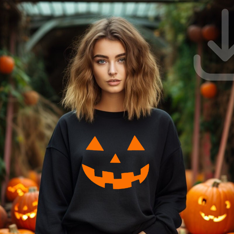 Pumpkin Face Halloween Women Sweatshirt南瓜衫纯棉宽松卫衣女