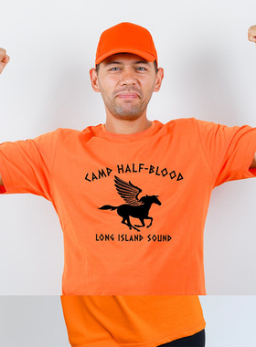 Percy Jackson Camp Half Blood Men T Shirt橙色短袖纯棉宽松男
