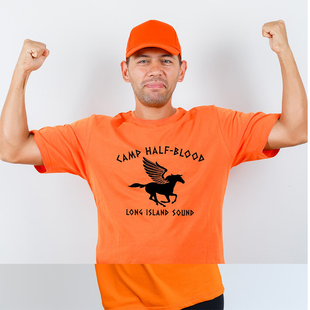 Percy Jackson Camp Half Blood Men T Shirt橙色短袖纯棉宽松男
