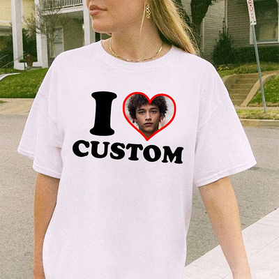 纯棉宽松夏季照片定制短袖女T恤