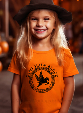 camp half blood混血营percy jackson橙色小孩T恤kids t shirt棉