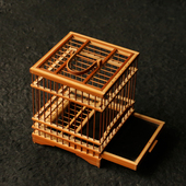 精品老师傅纯手工制作天然老玉竹方形蝈蝈笼十几年竹丝小虫笼抽屉