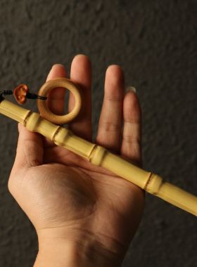 纯手工制作天然罗汉竹手把件