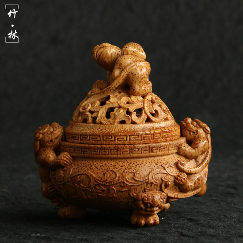 精品名家张念手工老竹根貔貅竹雕