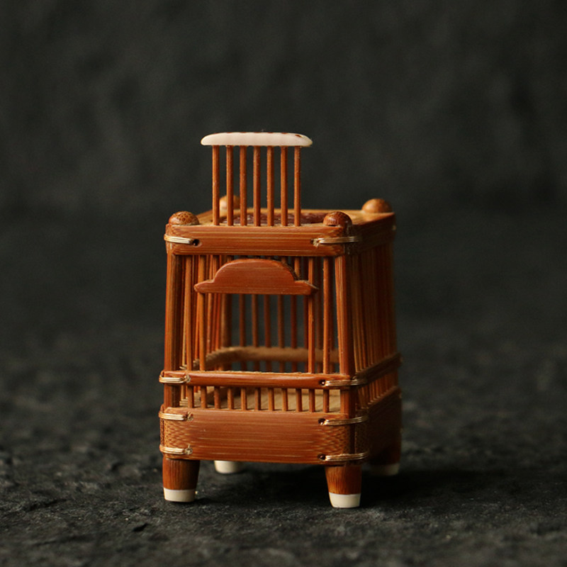 徽派精工名家师傅李永攀纯手工制作方形黄蛉金钟鸣虫笼迷你竹笼盒