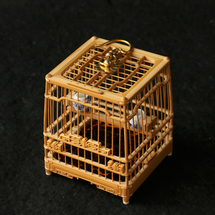 精品徽派名家李永攀纯手工制作方形老玉竹蝈蝈笼竹雕竹制蛐蛐笼子