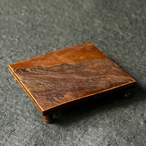 纯手工制作天然岩石竹制小杯垫