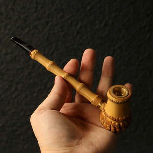 精品纯手工制作满钉老竹根小烟斗可拆卸竹制烟丝粗烟两用烟袋烟嘴
