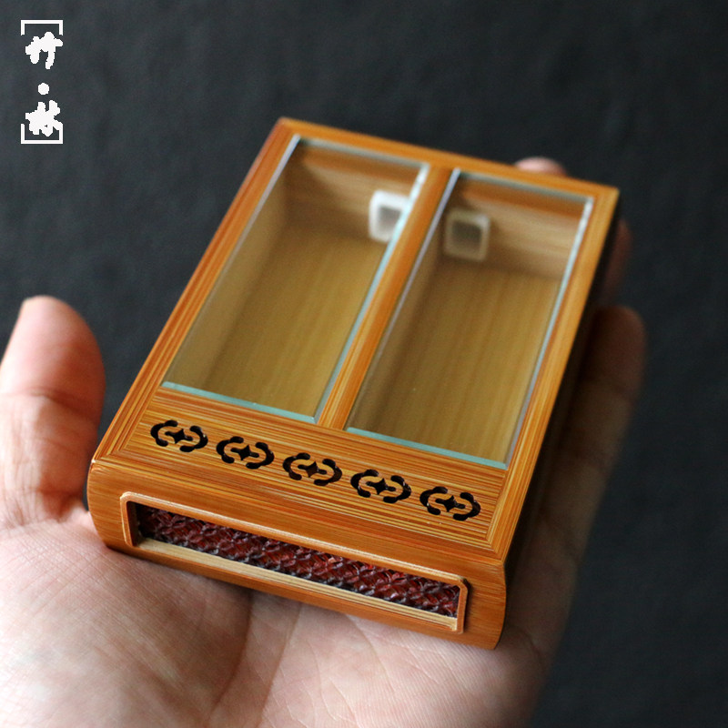 名家如意双室老玉竹金钟盒虫具