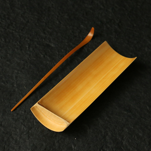 精品纯手工制作超薄天然老玉竹茶则竹雕竹制茶拨两件套竹茶具茶道