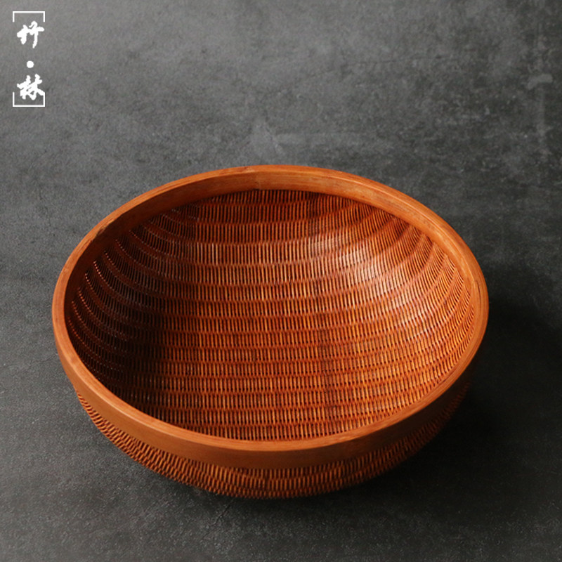 精品浙工老师傅纯手工精工编织竹丝茶具收纳筐文玩竹编文玩小竹框