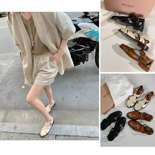 国内现货董洁同款25春夏HEREU镂空平底包头罗马凉鞋渔夫鞋Pesca