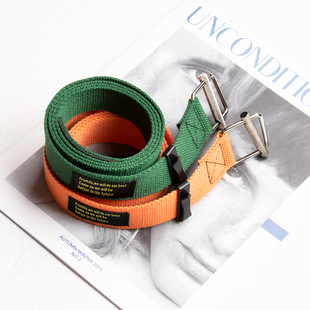 余文乐同款工装裤帆布腰带男 潮牌平滑扣牛仔裤嘻哈布料皮带女ins