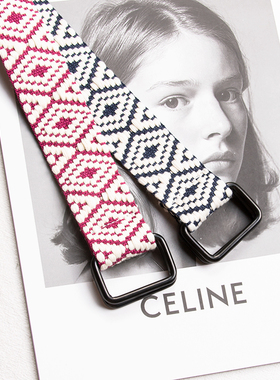 方形双环扣学生帆布腰带男 潮流简约百搭工装裤ins风布料皮带女士