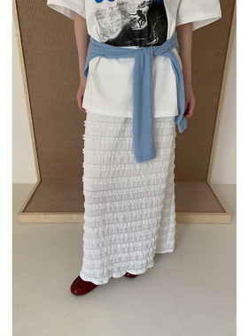 2025夏季新款木耳边半身裙4422shop显瘦法式层次感减龄百搭长裙女