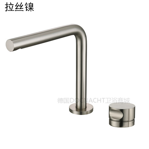 极简拉丝镍两孔分体面盆水龙头旋转分体式岛台冷热水台盆洗脸盆