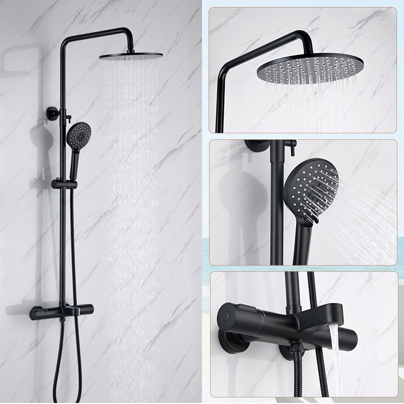 德国高端全铜电镀哑黑色淋浴花洒套装智能恒温冷热水龙头带升降|ruв категории награду материалов, туалетные принадлежности, кран в ванной, душ (костюмы) кран - от Buy2taobao.com для оказания профессиональной услуги покупки агента Taobao