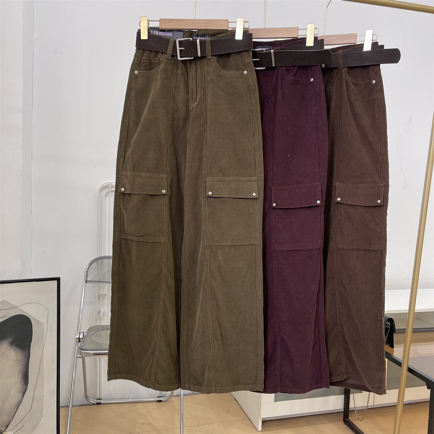 多口袋工装牛仔裤女2025秋冬新款时尚百搭窄版显瘦阔腿裤K