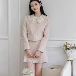 纯色时尚 小众圆领直筒长袖 半身裙 外套A字显瘦短款 套装