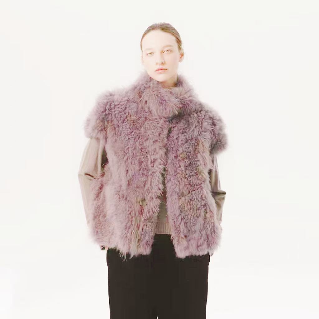 【南】新款防水貂毛针织衫马甲开衫外套秋冬宽松拉链毛衣马甲L#12