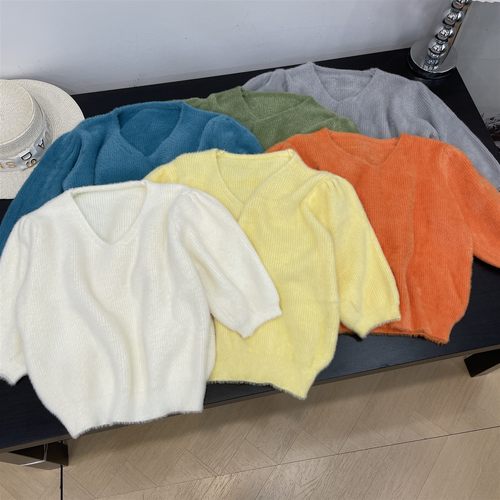 温柔风针织长袖毛衣女短款内搭设计感显瘦甜美系上衣L#2