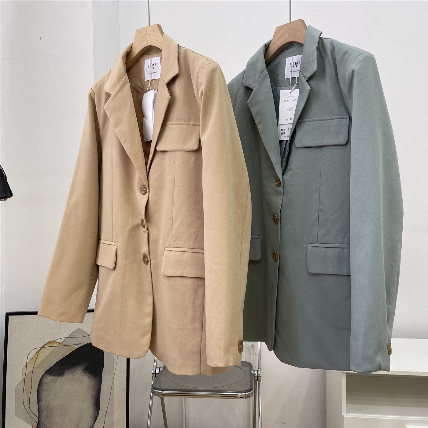 西装外套女韩国chic秋冬季复古高级感通勤时尚绿皮绒上衣K