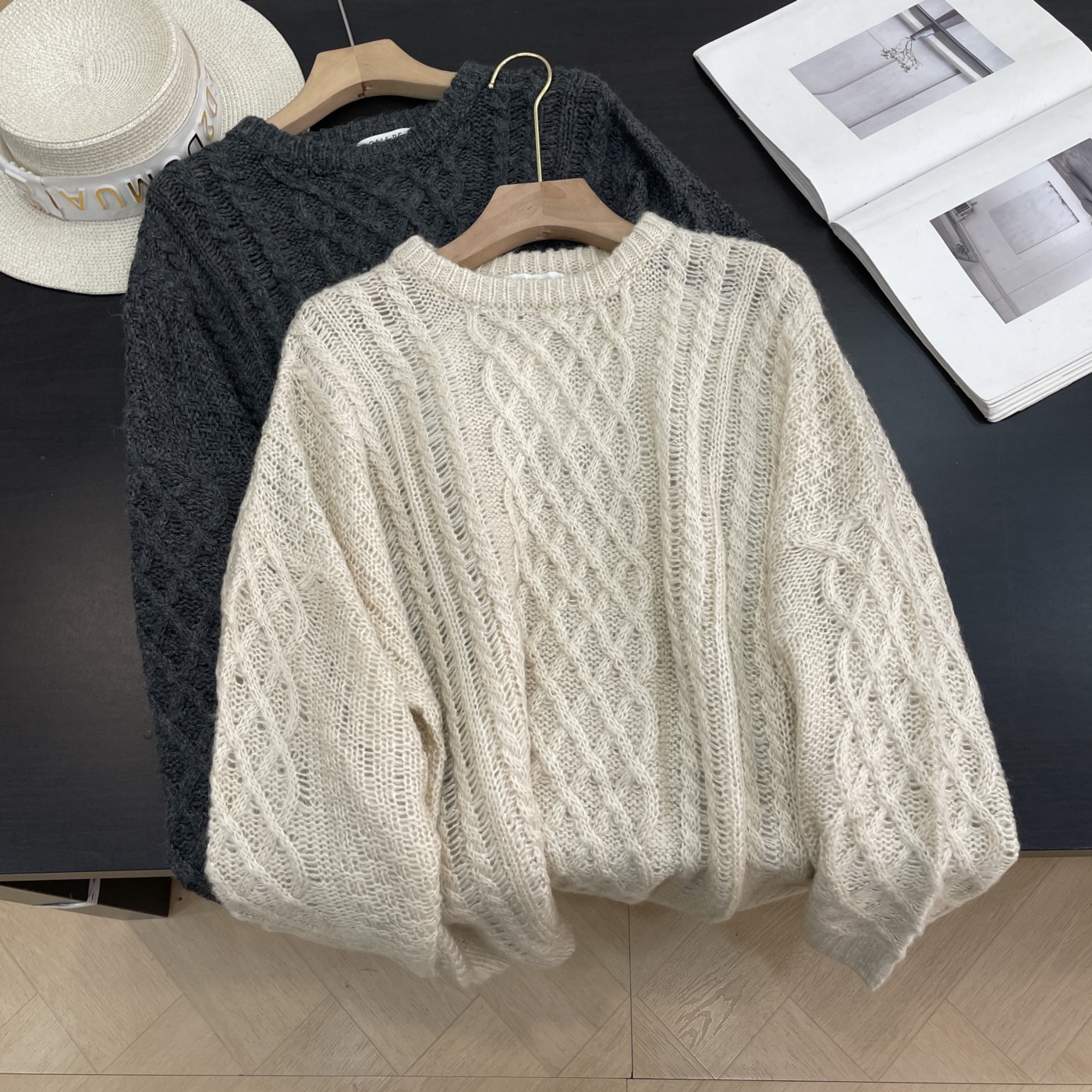 针织衫2025秋季圆领套头宽松长袖休闲小众新款上衣女J#24