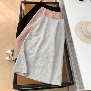 直筒包臀半身裙C 春季 百搭高腰显瘦纯色中长款 时尚 新款