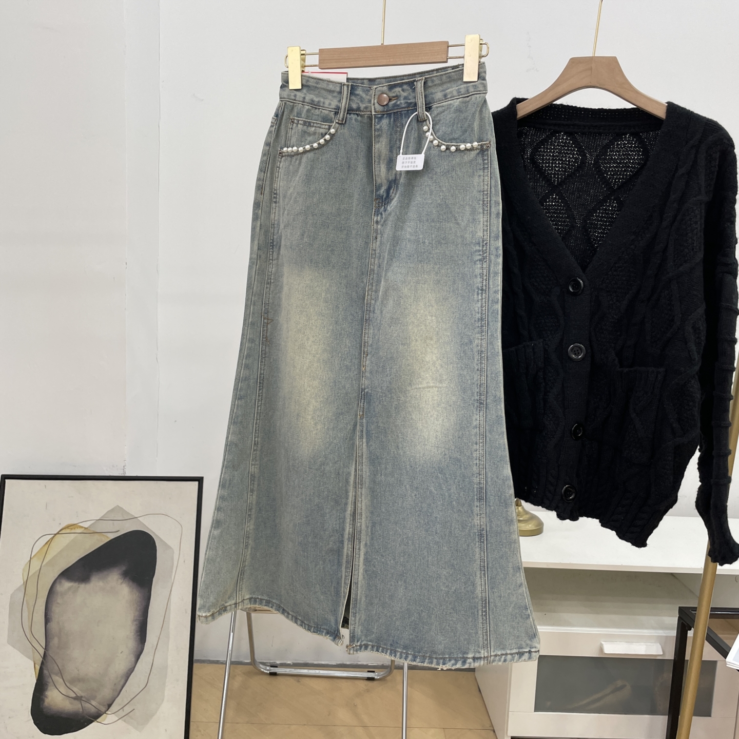 时尚小众百搭A字裙女秋季新款水洗宽松显瘦牛仔半身裙K#6