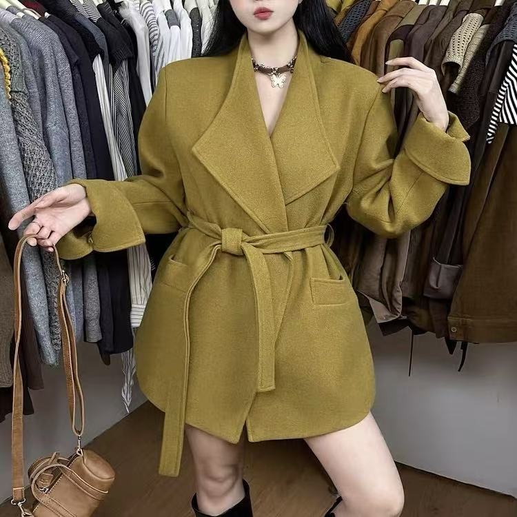 法式设计高级感大翻领收腰春秋季短款外套K#16