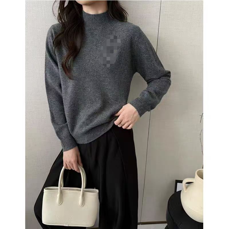 【南】一体绒刺绣毛针织衫百搭上衣女长袖修身打底外穿保暖上衣