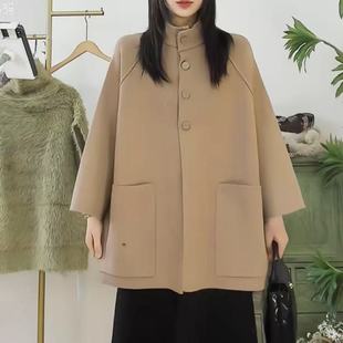 最后一波现货!卖完不补 名媛风宽松休闲立领毛呢开衫
