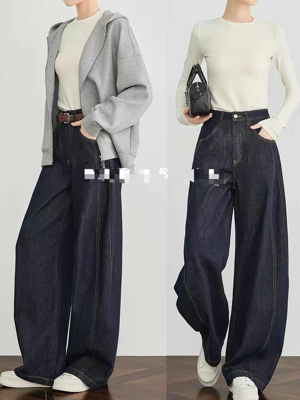 牛仔裤宽松阔腿是新款2025冬季高腰秋季时尚长裤女 K#21