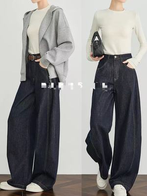 牛仔裤宽松阔腿是新款2025冬季高腰秋季时尚长裤女 K#21