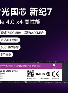 云纹紫光国芯 SSD固态硬盘 PCIe4.0 NVMe协议  新纪7 TLC颗粒 1TB